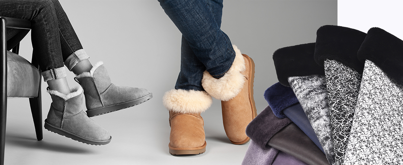 Shearling sheepskin boots and shoe upper material