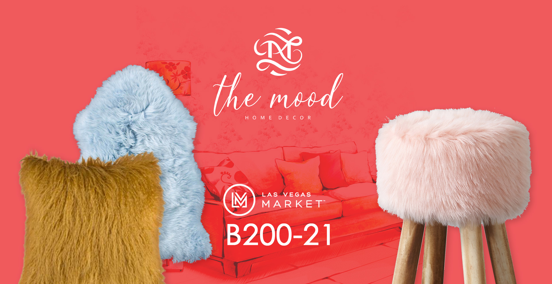 The Mood featured sheepskin rugs and pillows at B200-21 Las Vegas Market 2019